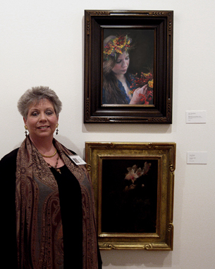 D.K. Richarson with her painting "Blossoms for the Bride" -  Naples Museum of Art